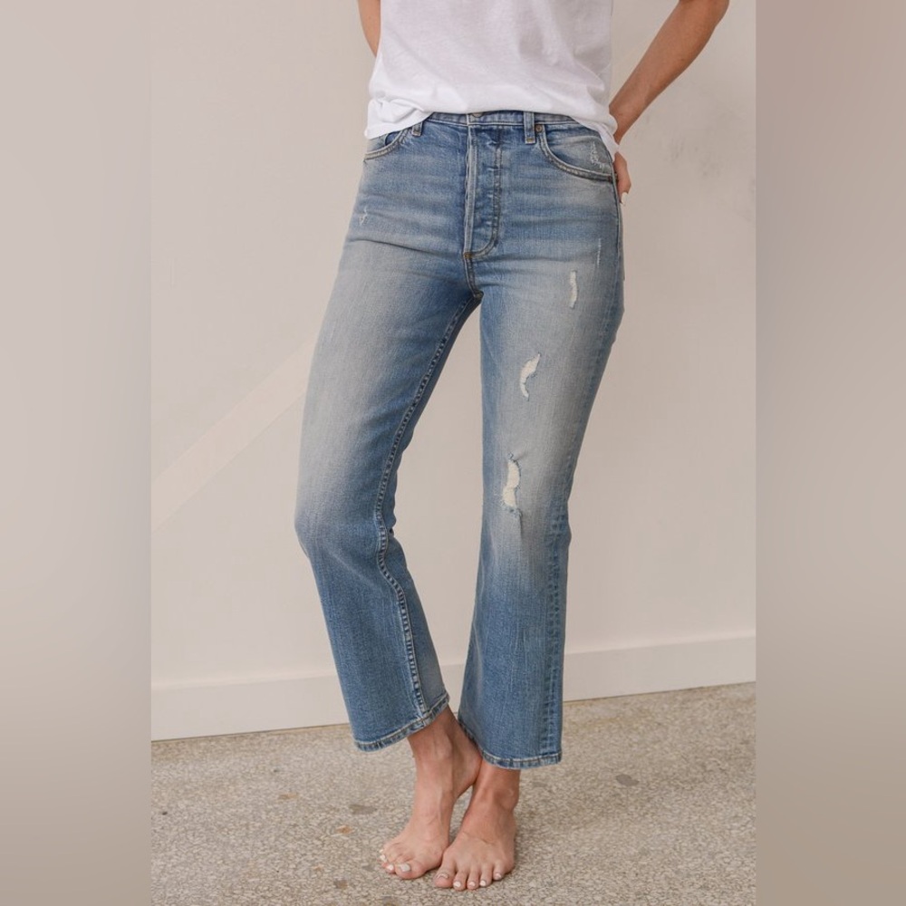 Boyish The Brady High Rise Crop Flare Leg Denim Jeans Size 25 River of No Return